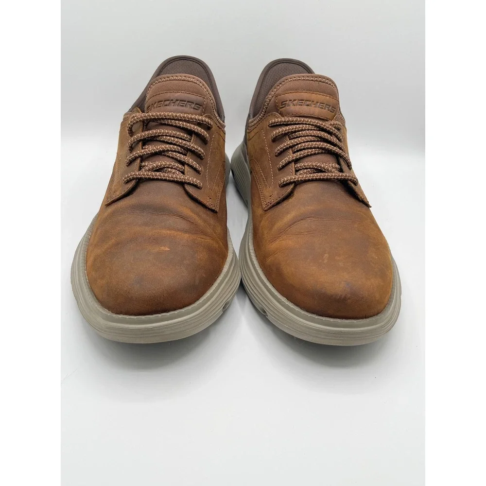 Skechers Hands Free Slip-ins Garza Debin Brown Leather Oxford Shoe Men 11 205046